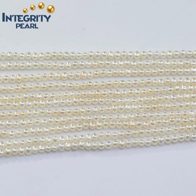 Wholesale Freshwater Seed Pearl Strand White best quality 2.5-3mm Small Short Potato Pearl