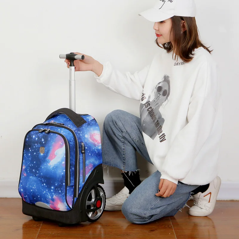 Wholesale Trolley Backpack Large Capacity Trolley Backpack School Bag With Big Wheel Stair-climbing large-capacity waterproof