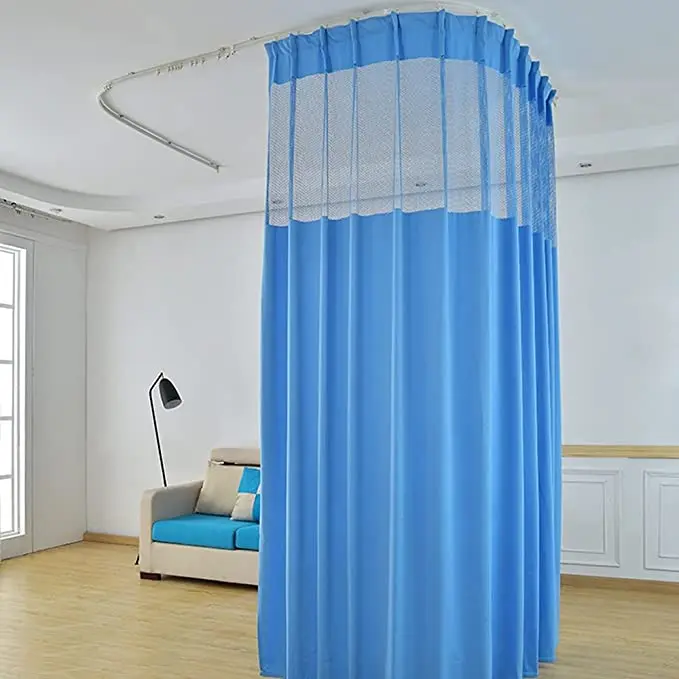 medical privacy mesh partition ward partition cubicle Inherent Flame Retardant Striped Grommet  Curtains for Hospital clinic