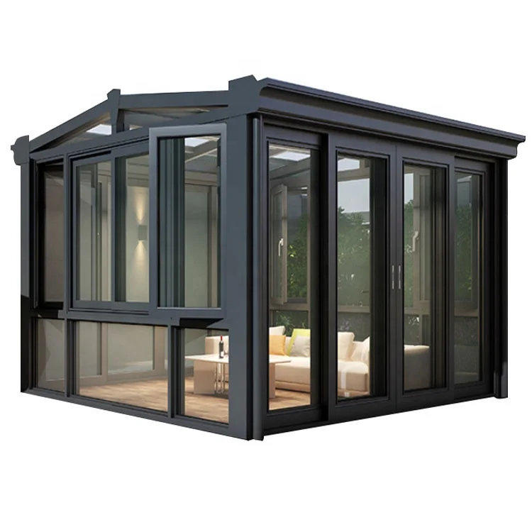 
Customized Veranda Price Aluminium Winter Garden Sun Room Green Glass House Free Standing Sunroom 