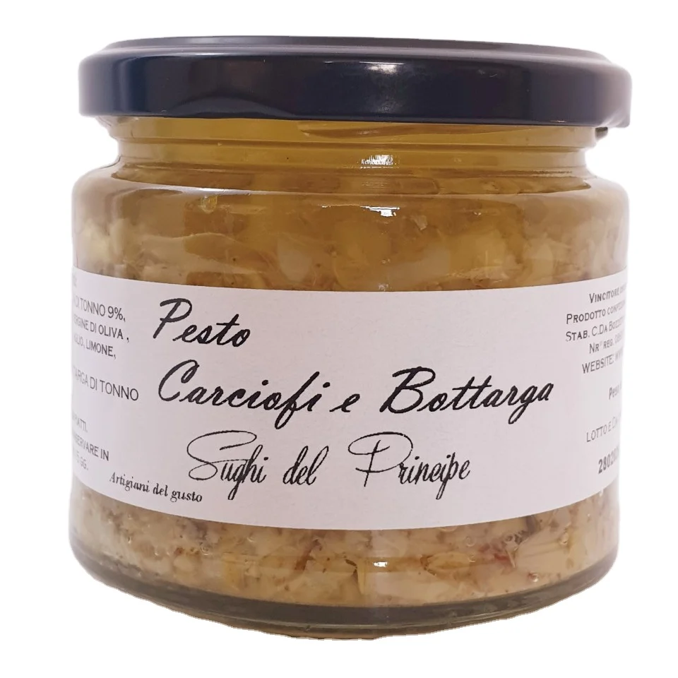 Первоклассные артишоки и бутылки Pesto 100%, Сделано в Италии