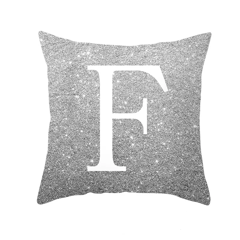 22020 Silver Letter Pillowcase Car Sofa Pillow Case Explosive Household Items Pick Leather Velvet Waist Pillow