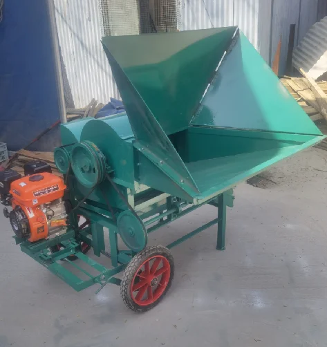Multifunctional threshing machine for wheat, sorghum rice, grain rape soybean and other crops.  low damage rate