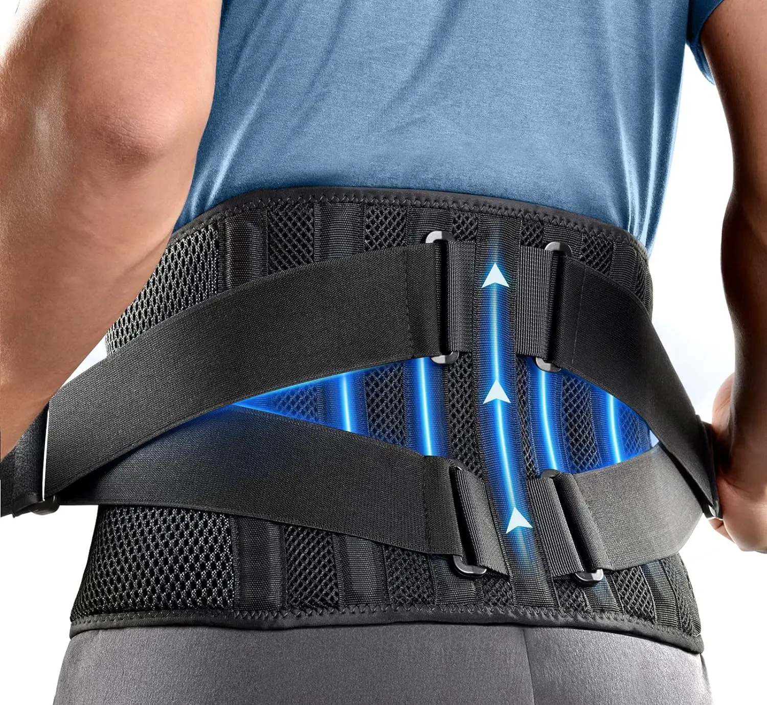 Air Mesh Back Brace for Men Women Lower Back Pain Relief Anti-skid Adjustable Lumbar Support Belt for Work for Sciatica