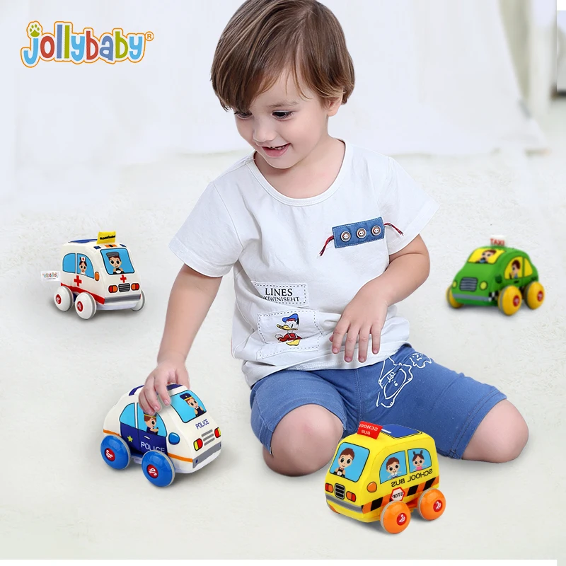 Wholesale Fire Truck Police Car Baby soft plush stuffed toy vehicle soft Friction Toy Pull Back Cars