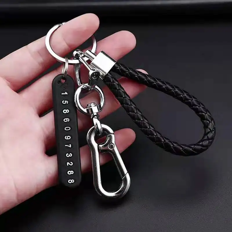 New Anti-Lost Car Key Chain Phone Number Card Keyring Phone Number Plate Key Ring Auto Vehicle Key Ring Car Accessories Keychain