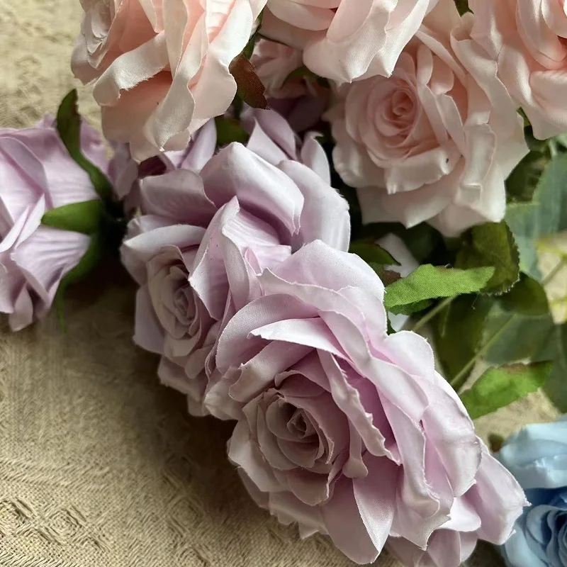 European Style 9 Heads Diamond Roses Wedding Hotel Decoration Leads Rose Flower Bouquet Artificial Flowers