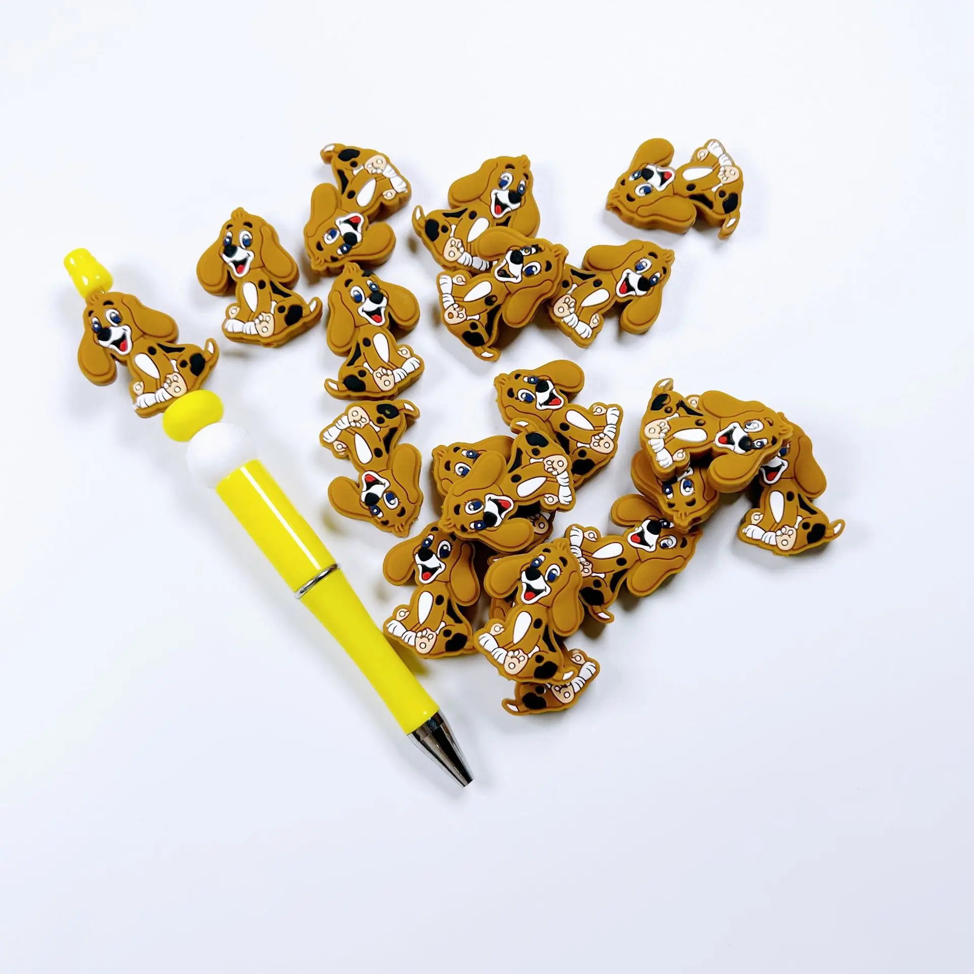 Cartoon Character Dogs Shaped Silicone Focal Beads for Pen Making Baby Teether Necklace Jewelry Accessories