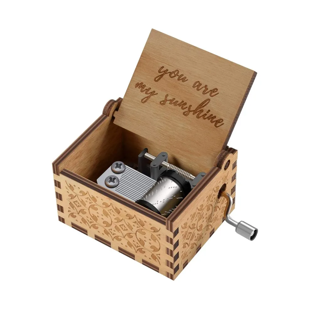 Под заказ вы мой Солнечный свет гравировка винтажная деревянная музыкальная шкатулка