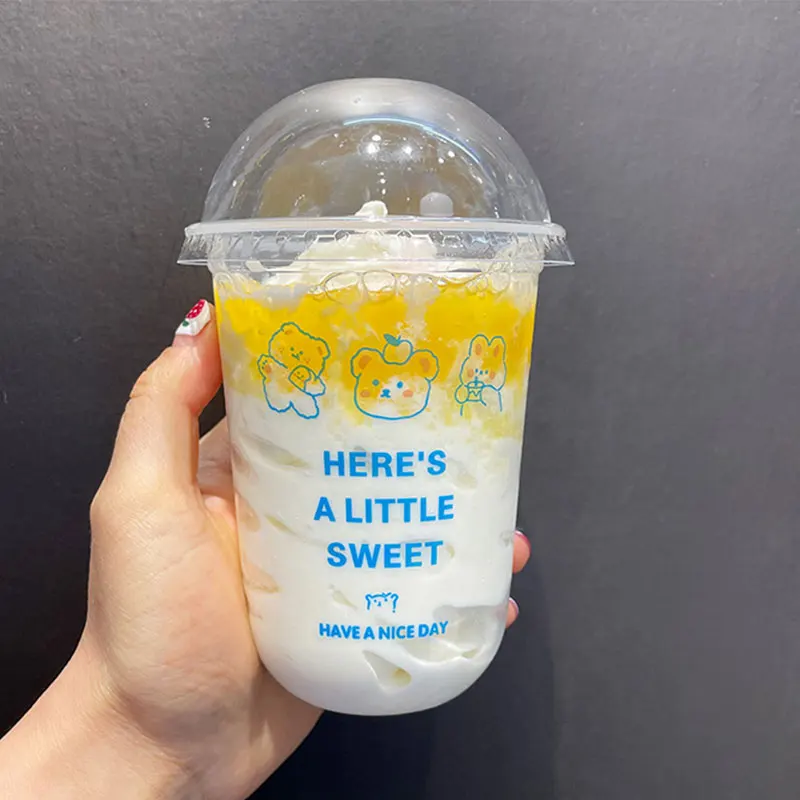 Disposable 95mm 12oz 16oz 24oz U Shape Cups PP Blistering Juice Boba Bubble Milk Tea Clear Soft Plastic Cup With Lid