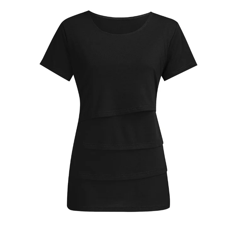 OEM Women Mom Maternity Nursing Short Sleeve Delivery Labor Gowns Breastfeeding Dress