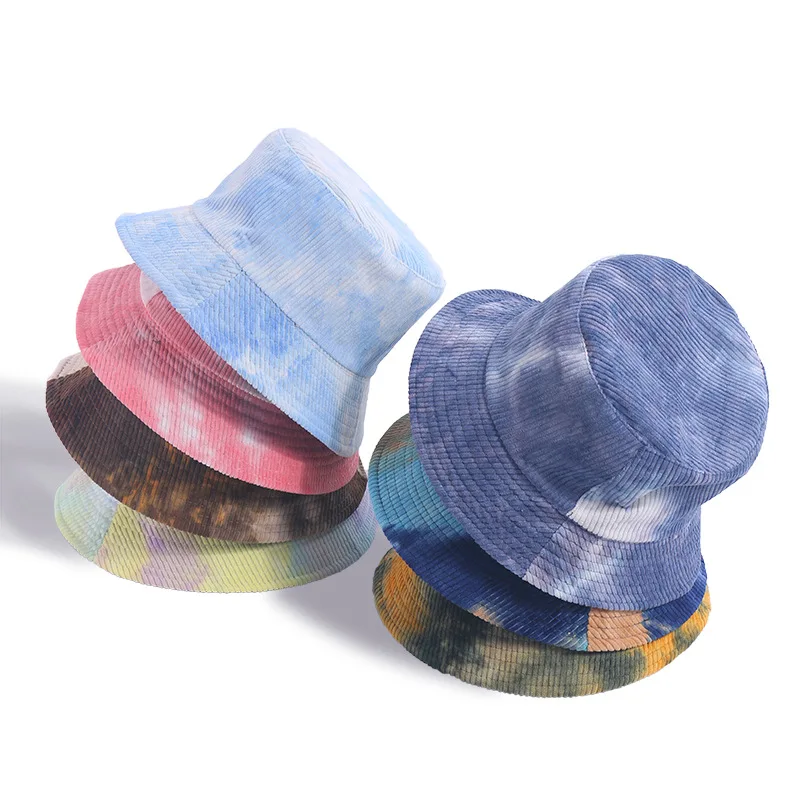Luxury design printed fishing cap reversible tie dye bucket hat