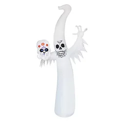 Halloween 12FT LED white ghost inflatable mascot For Garden Decoration