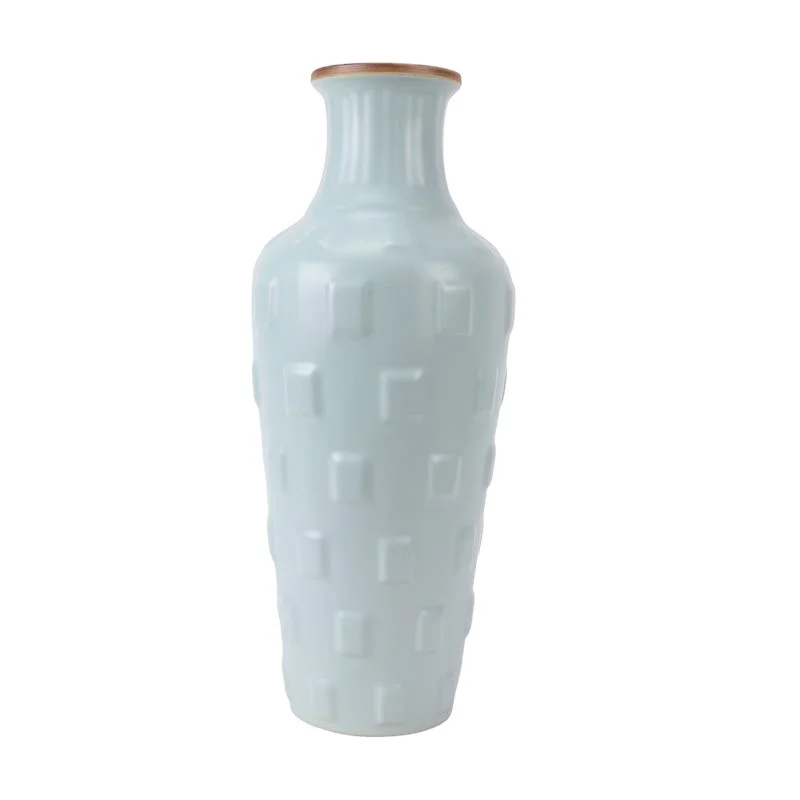 RZBF16-A/RZBF16-B песенная династия Ru kiln celadon глазурь резная квадратная фарфоровая ваза ручной работы однотонная керамическая