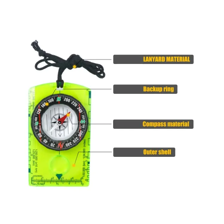 Outdoor Multi-Functional Navigation Survey Compass North Needle Orienteering Hiking Backpacking Scale Map Ruler Novelty Gift