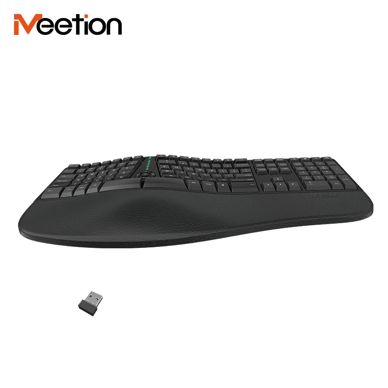 Meetion MT-DirectorW Type C Office Pc Low Profile Full Size 2.4G Wireless Wrist Rest Ergonomic Keyboard