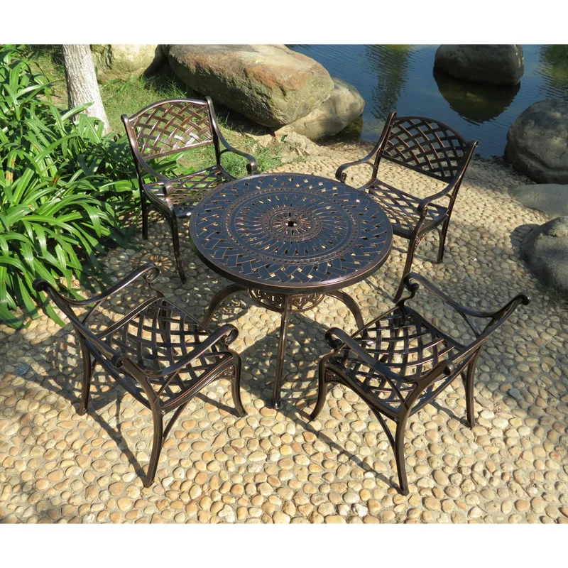 New design bistro set metal outdoor dining table set aluminium garden table and chairs