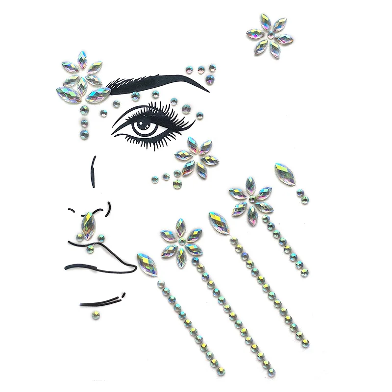 Newest 12 Styles Special Design Party Joy Tear Eye Sticker Glitter Adhesive Rhinestone Sticker Forehead Face Gems Sticker