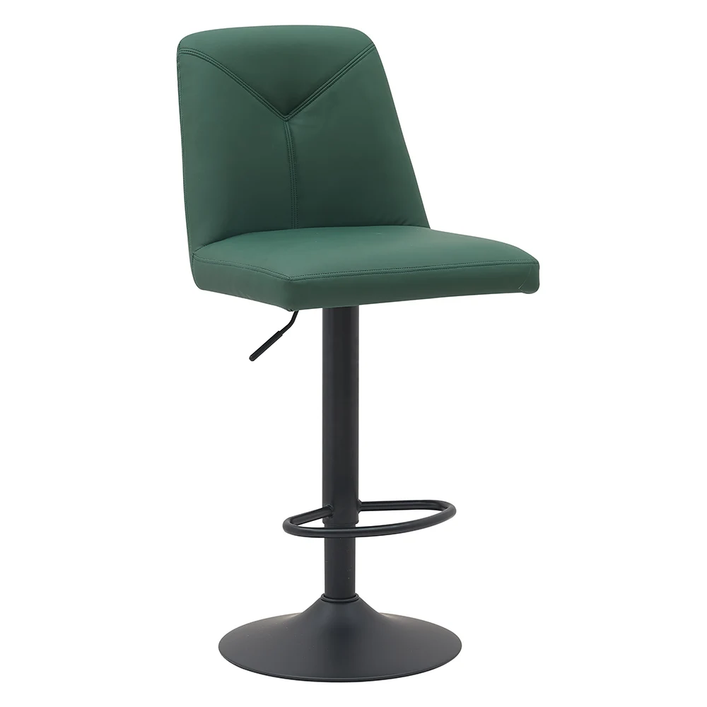 Wholesale Bar Furniture Round Base Lift Adjustable Swivel Dark Green Leather Bar Chair For Kitchen