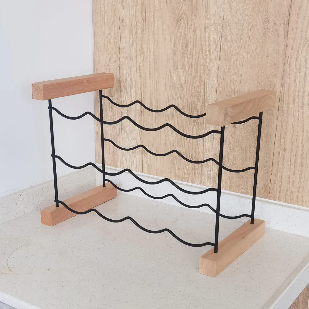 USA Warehouse Free Shipping Wholesale Metal Freestanding Wine Bottle Holder Wood And Wire Wine Rack For Shop Store Display