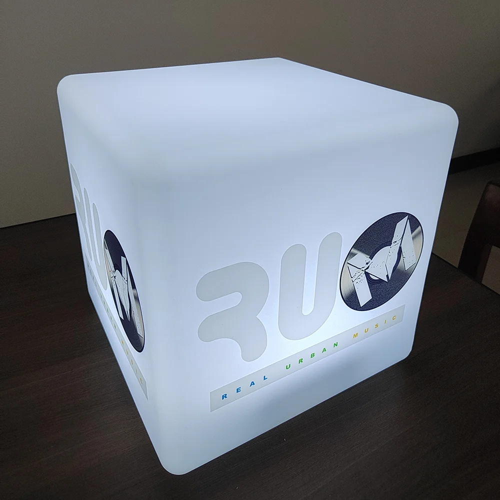 Remote RGB Color Changing 40CM Led Display Cube for Advertising Outdoor Luxury Furniture Plastic Light Up Cube Seat and Table