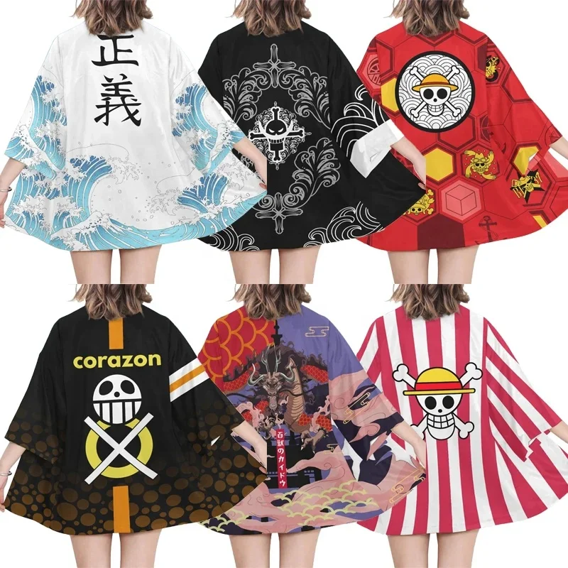 Unisex Anime Cosplay Costume Portgas D Ace Monkey D Luffy Four Emperor Kaido Edward Newgate Logo Printed Cloak Jacket
