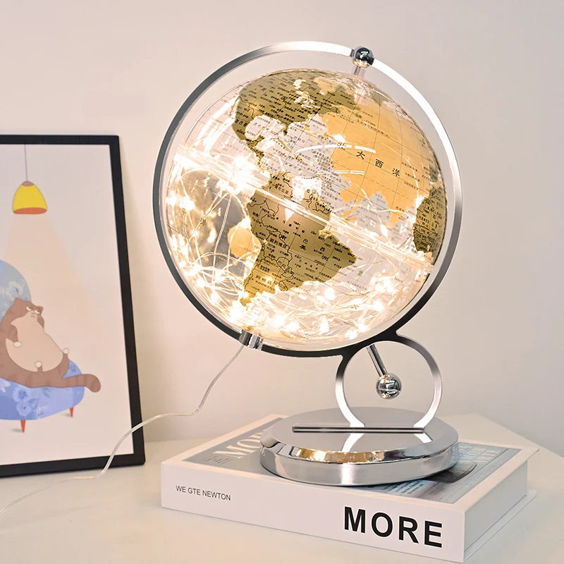 20 см прозрачный Глобус домашний Декор светодиодный свет детский подарок винтажный мини-стол настольный мир