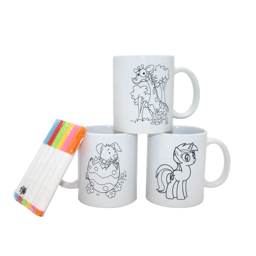 hot selling 11oz white sublimation ceramic DIY mug with marker