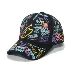 New design fashion printing peaked cap Custom logo casual graffiti baseball cap