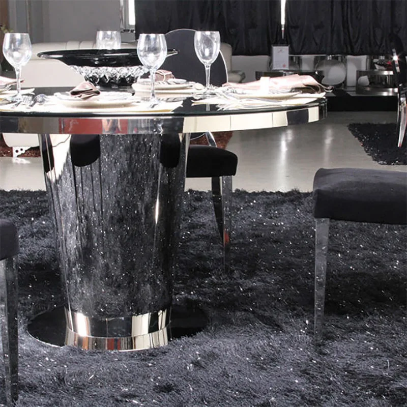 Luxury golden.marble round dining table round dinning table set of 6 8seater glass dinning room chairrose with gold  for wedding