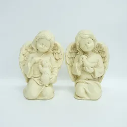 Customized White Girl Angel hug the rabbit Figures Adorable Angel Sculpture Resin Cherub Figurine Angel Garden Statue