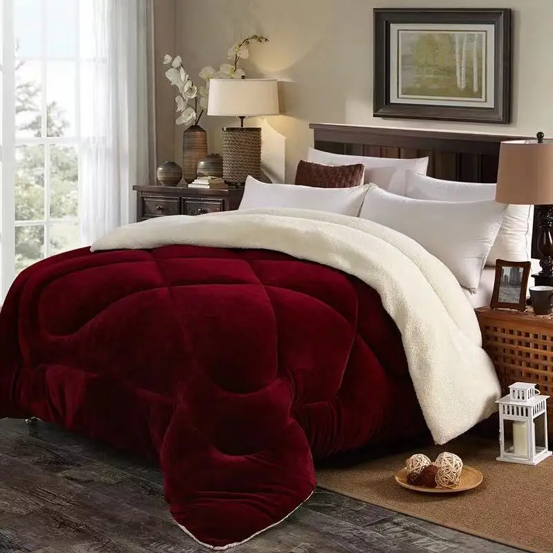
Designers luxury velvet hotel dark color Sherpa fleece king/queen size cotton edredones buy bedding winter comforter quilt sets 