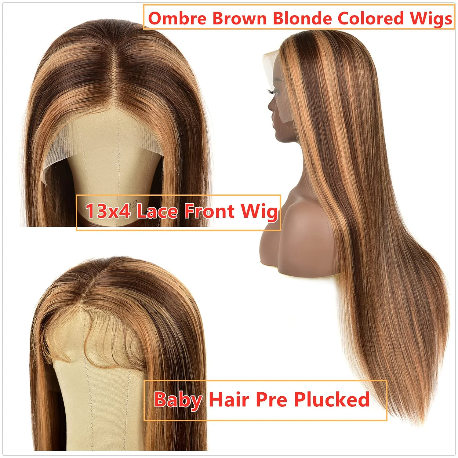 Hot Wholesale Virgin Brazilian Hair High Density 13x4 Body Deep Wave Highlight Color Wigs Human Hair Transparent Lace Front Wig