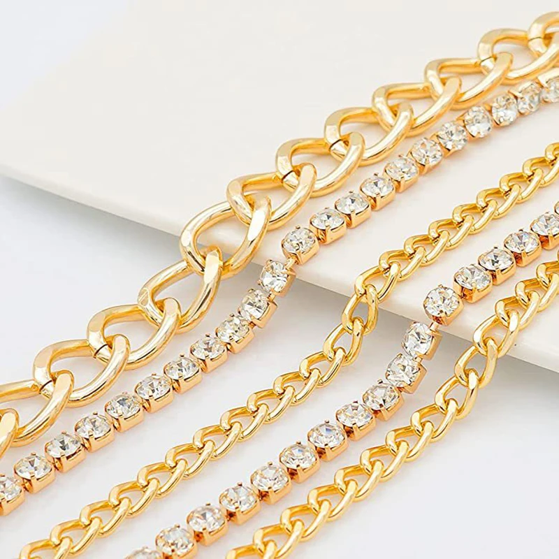 Latest Chain Belt Fashion Women Metal Belts Chains Chunky Luxury Multi Layer Crystal Diamond Waist Chain Belt (TC019)