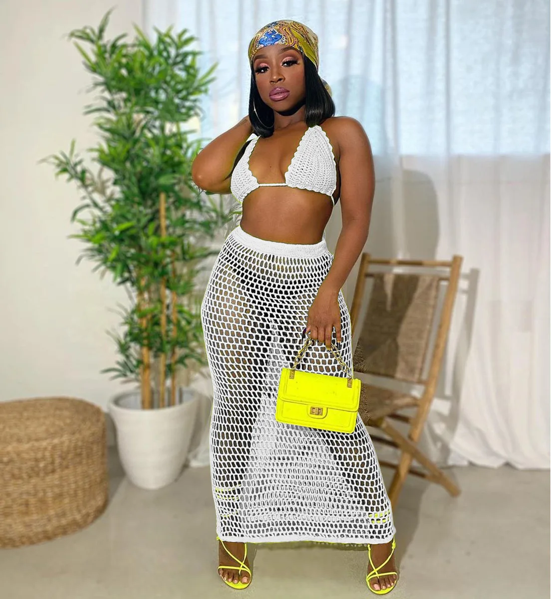 2021 sexy hollow out two pieces sexy beachwear plus size bodycon women mesh plus size swimsuit cover up