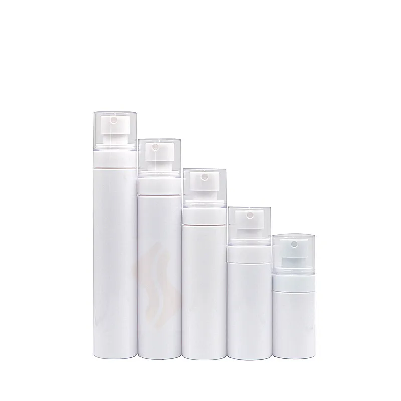 Empty fine mist PET 30ml 50ml/60ml 80ml 100ml 120ml white plastic spray bottle for cosmetic packaging