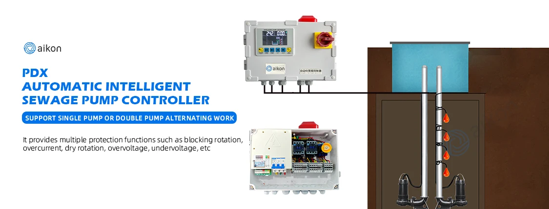Aikon PDX series 22KW 380v IP54 LCD display Double pump control inverter for Sewage Treatment