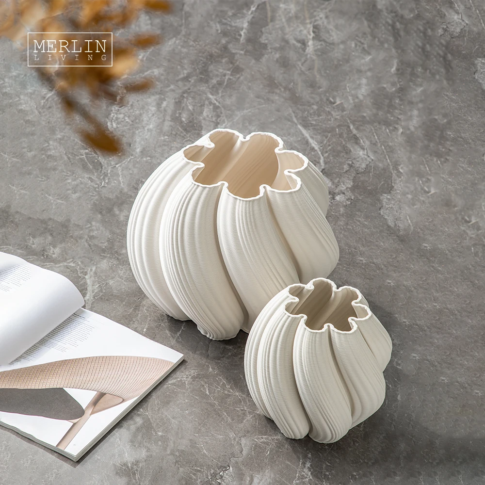 Merlin Living 3D Printing Ceramic vase Modern and simple home decor vase Chaozhou Ceramic Factory Wholesale