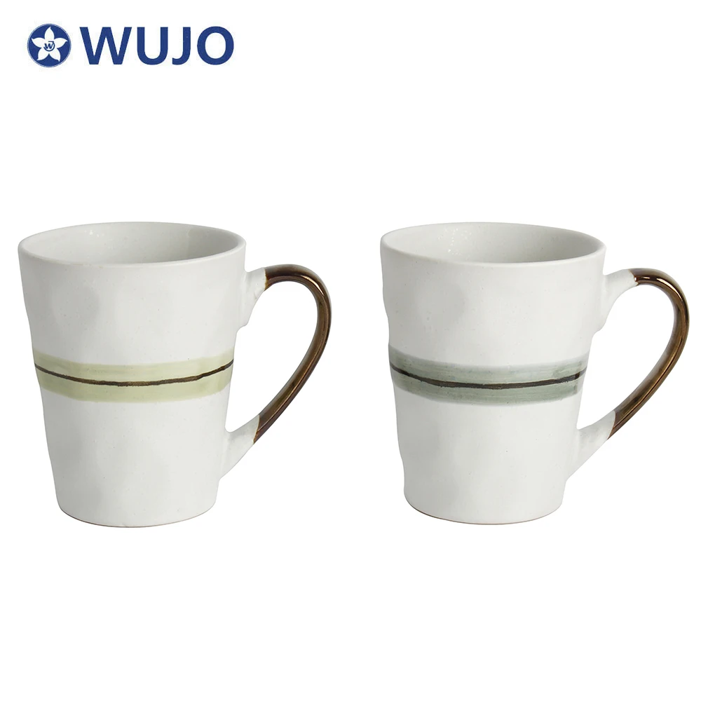 Irregular Surface Gold Handle Ceramic Mug Custom Color 11oz Ceramic Coffee Mug