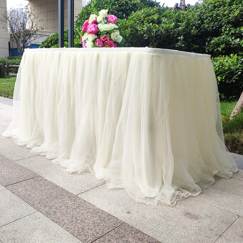 
Customized Bridal Dessert Table Skirt for Princess Birthday Sweets Table 