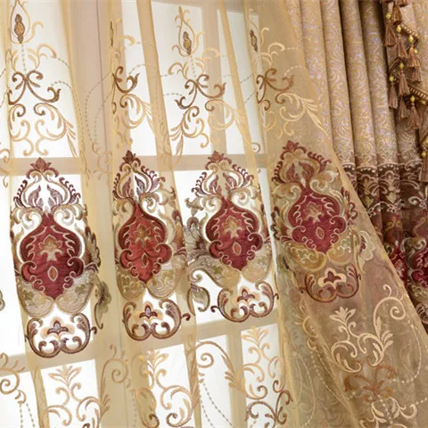 modern textured European style luxury hollowed out embroidery blackout curtain for the living room