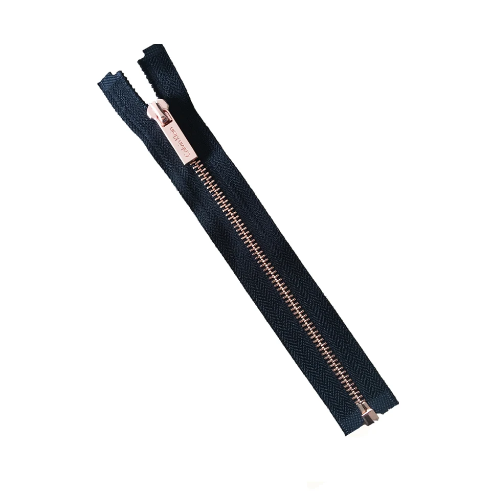 Professional Factory made No.5 Rose Gold Matt Black Leather Jacket Metal Zipper Custom Open End Metal Zipper