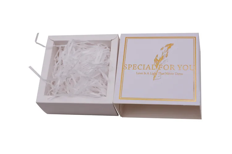 Wholesale Custom White Drawer Design Gold Foil Logo Kraft Paper Jewelry Ring Necklace Bracelet Packaging Box