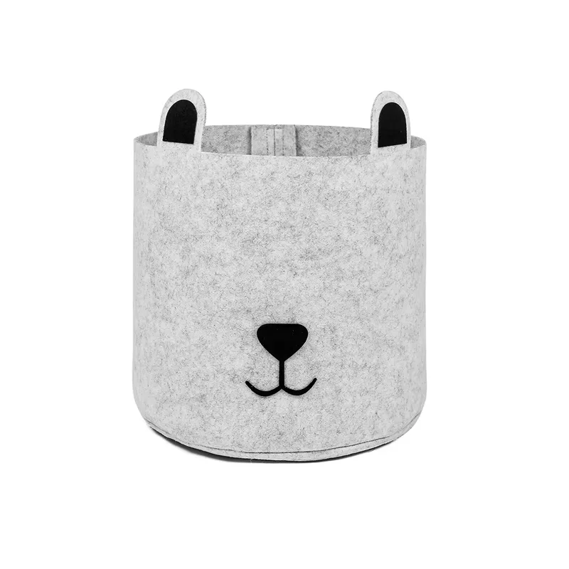 2 PCS Cute Animal Felt Laundry Basket Toy Storage Baskets Bin for Kids Dog Toys Clothes Organizer Laundry Bucket