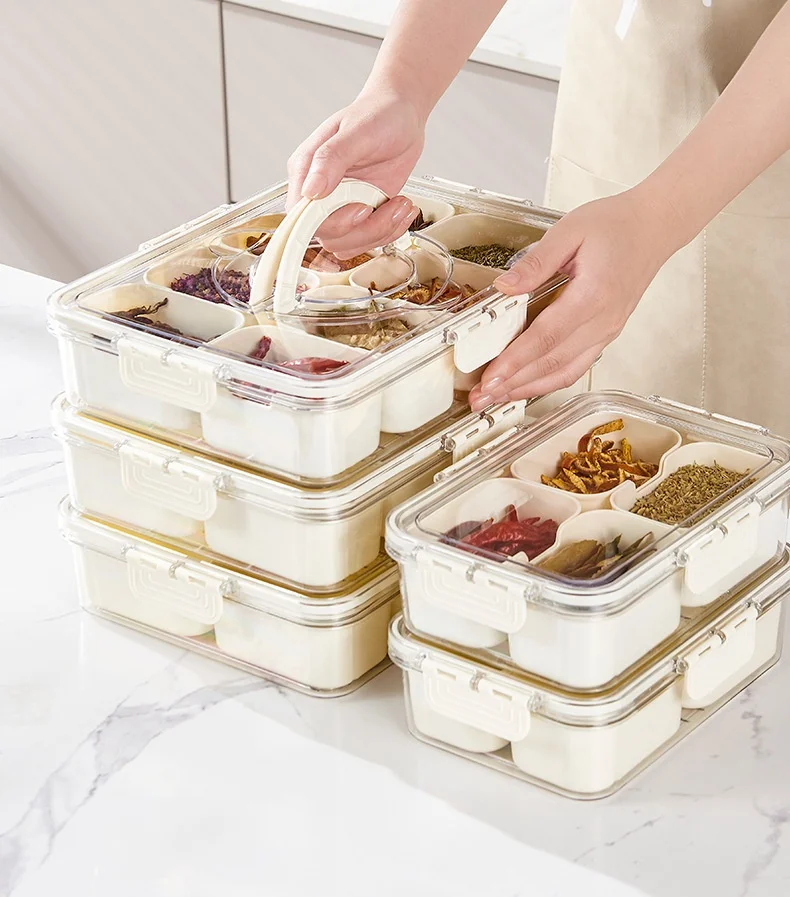 Thickened sealed packaged and stored in refrigerator fresh-keeping box divided storage plastic divided storage box