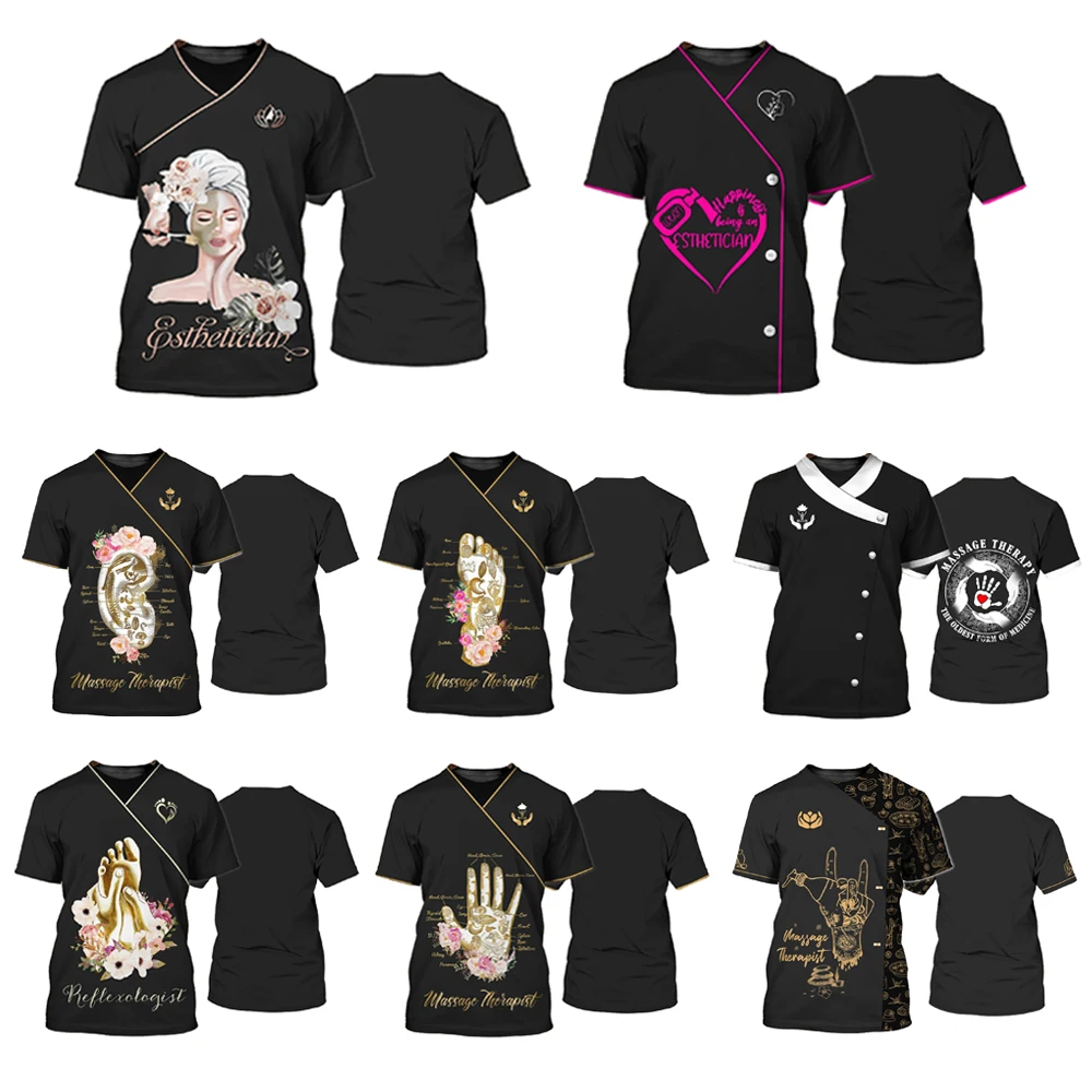 Beauty Nail Polish Salon Shop Professional Beauty Salon Clothes T Shirt Cleaning Nail Gel Polish Nails Shirt Uniform