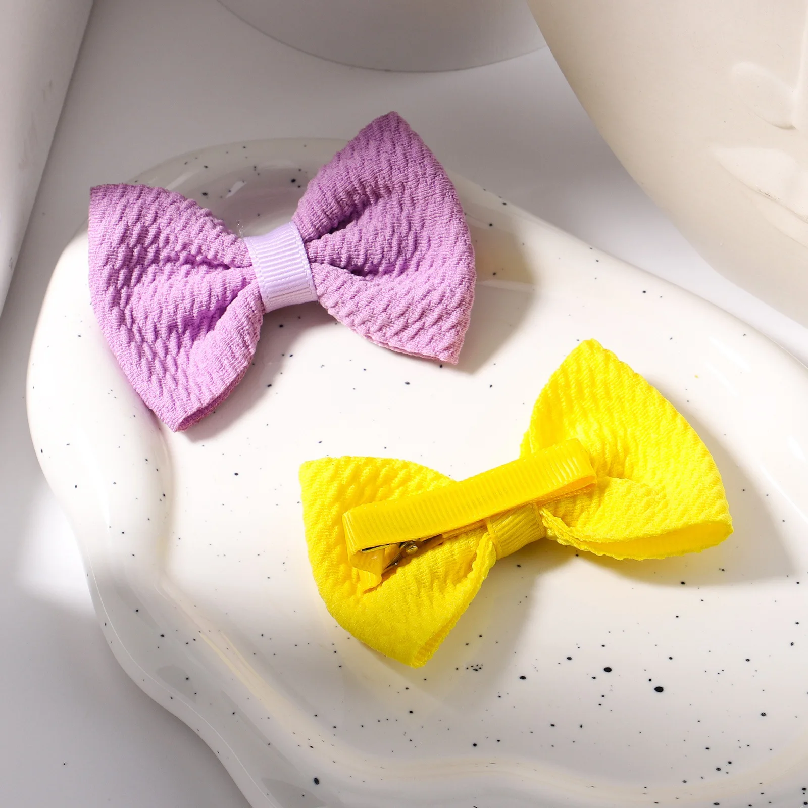 Wholesale Pop Corn 3 inches Hair Bow 40 Candy Color Baby Girls Solid Bow Hairpins Children Waffle Hair Bow Clip Hair Accessories