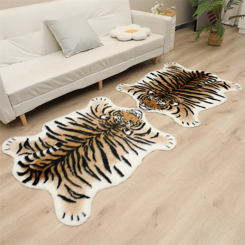 Tiger Rug Washable Carpet Bedroom Bedside Study Room Mat Home Floor Pad for Decoration