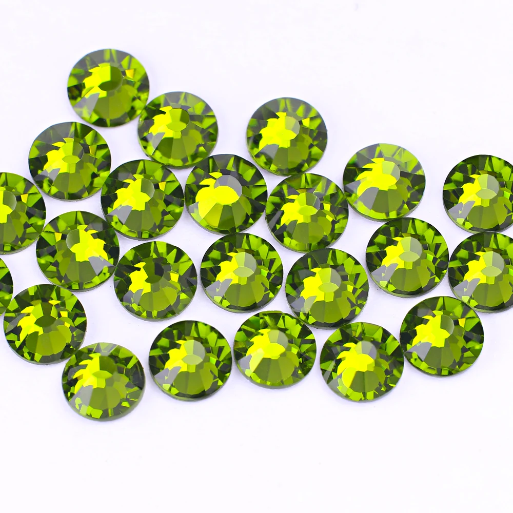 Olivine Hotfix Rhinestones Flatback Glass rhinestone wholesale lead-free rhinestone beads for Garment diy accessories