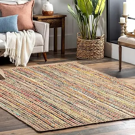 Wholesale Price Bulk Supply Multi Braided Tropical Spectrum Jute Area Rug Carpet Living Room From India Best Quality Material